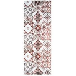 THEDECOFACTORY AZULEJOS VINYLE - <p>Tapis De Cuisine Carreaux De Ciment Rouge 45x120 - Rouge