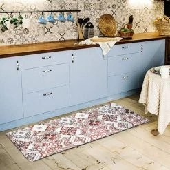 THEDECOFACTORY AZULEJOS VINYLE - <p>Tapis De Cuisine Carreaux De Ciment Rouge 45x120 - Rouge -Tapis et paillasson Soldes 18423161 4