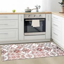 THEDECOFACTORY AZULEJOS VINYLE - <p>Tapis De Cuisine Carreaux De Ciment Rouge 45x120 - Rouge -Tapis et paillasson Soldes 18423161 5