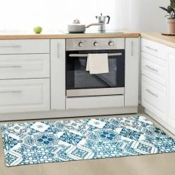 THEDECOFACTORY AZULEJOS VINYLE - <p>Tapis De Cuisine Carreaux De Ciment Bleu 45x120 - Bleu -Tapis et paillasson Soldes 18423162 5