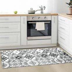 THEDECOFACTORY AZULEJOS VINYLE - <p>Tapis De Cuisine Carreaux De Ciment Noir 45x120 - Noir -Tapis et paillasson Soldes 18423163 5