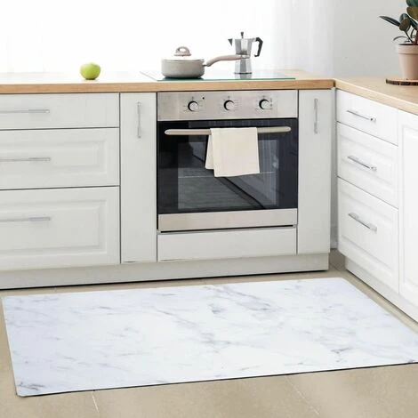 THEDECOFACTORY MARBRE VINYLE - <p>Tapis De Cuisine Imprimé Marbre 45x120 - Blanc 2 THEDECOFACTORY MARBRE VINYLE - <p>Tapis De Cuisine Imprimé Marbre 45x120 - Blanc – Image 2