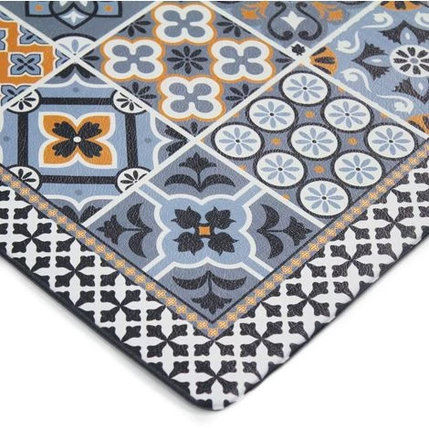 THEDECOFACTORY AZULEJOS VINYLE - <p>Tapis De Cuisine Carreaux De Ciment Bleu Foncé 45x75 - Bleu 2 THEDECOFACTORY AZULEJOS VINYLE - <p>Tapis De Cuisine Carreaux De Ciment Bleu Foncé 45x75 - Bleu – Image 2