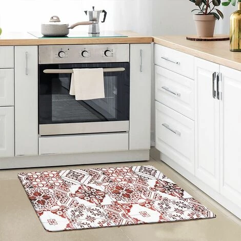 THEDECOFACTORY AZULEJOS VINYLE - <p>Tapis De Cuisine Carreaux De Ciment Rouge 45x75 - Rouge 4 THEDECOFACTORY AZULEJOS VINYLE - <p>Tapis De Cuisine Carreaux De Ciment Rouge 45x75 - Rouge – Image 4