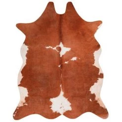 DELADECO Tapis Imitation Peau De Vache Marron Intérieur Et Extérieur Super 6 Marron 155x190 - Marron