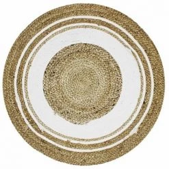 THEDECOFACTORY FUNNY JUTE - <p>Tapis Rond En Jute Et Coton Cercle Blanc Diam.70 - Blanc