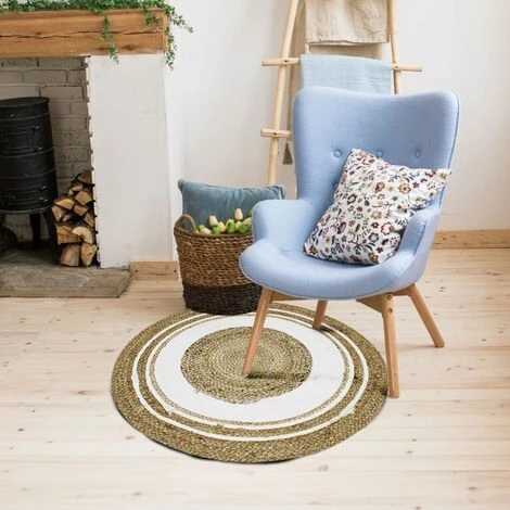 THEDECOFACTORY FUNNY JUTE - <p>Tapis Rond En Jute Et Coton Cercle Blanc Diam.70 - Blanc 3 THEDECOFACTORY FUNNY JUTE - <p>Tapis Rond En Jute Et Coton Cercle Blanc Diam.70 - Blanc – Image 3