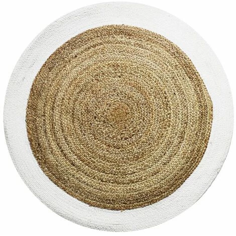 THEDECOFACTORY FUNNY JUTE - <p>Tapis Rond En Jute Et Coton Bande Blanche Diam.90 - Blanc 1 THEDECOFACTORY FUNNY JUTE - <p>Tapis Rond En Jute Et Coton Bande Blanche Diam.90 - Blanc