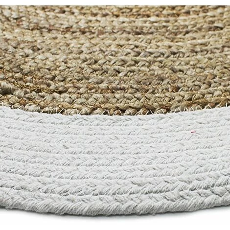 THEDECOFACTORY FUNNY JUTE - <p>Tapis Rond En Jute Et Coton Bande Blanche Diam.90 - Blanc 2 THEDECOFACTORY FUNNY JUTE - <p>Tapis Rond En Jute Et Coton Bande Blanche Diam.90 - Blanc – Image 2