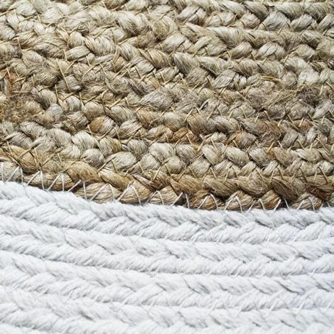 THEDECOFACTORY FUNNY JUTE - <p>Tapis Rond En Jute Et Coton Bande Blanche Diam.90 - Blanc 4 THEDECOFACTORY FUNNY JUTE - <p>Tapis Rond En Jute Et Coton Bande Blanche Diam.90 - Blanc – Image 4