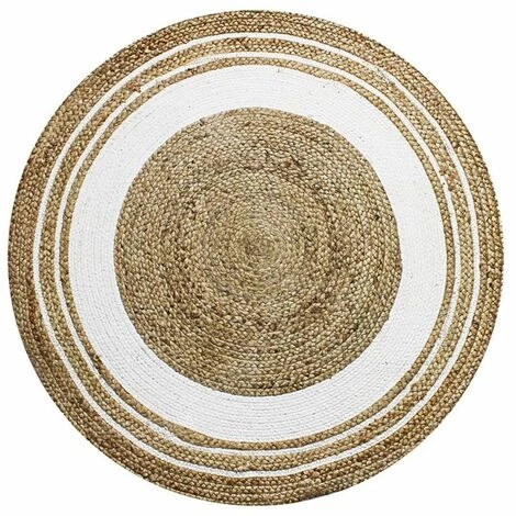 THEDECOFACTORY FUNNY JUTE - <p>Tapis Rond En Jute Et Coton Cercle Blanc Diam.90 - Blanc 1 THEDECOFACTORY FUNNY JUTE - <p>Tapis Rond En Jute Et Coton Cercle Blanc Diam.90 - Blanc