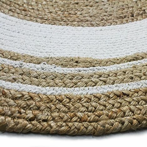 THEDECOFACTORY FUNNY JUTE - <p>Tapis Rond En Jute Et Coton Cercle Blanc Diam.90 - Blanc 2 THEDECOFACTORY FUNNY JUTE - <p>Tapis Rond En Jute Et Coton Cercle Blanc Diam.90 - Blanc – Image 2