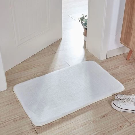 KINGSO Tapis De Porte Shaggy - Douce Imitation Fourrure Salon Sol Peluche Tapis Blanc 40*60cm 3 KINGSO Tapis De Porte Shaggy - Douce Imitation Fourrure Salon Sol Peluche Tapis Blanc 40*60cm – Image 3