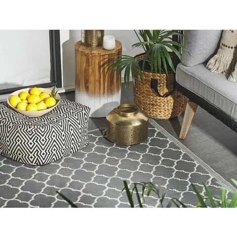 BELIANI Tapis En Plastique Gris 180x120cm - Gris 2 BELIANI Tapis En Plastique Gris 180x120cm - Gris – Image 2