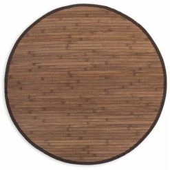 DéCOSHOP26 Tapis En Bambou Rond Brun Foncé Ø 120cm - Noir
