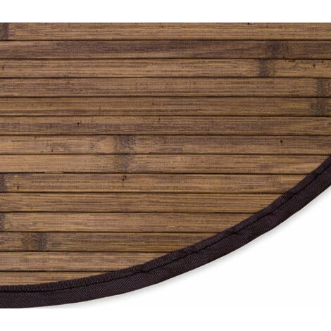 DéCOSHOP26 Tapis En Bambou Rond Brun Foncé Ø 120cm - Noir 2 DéCOSHOP26 Tapis En Bambou Rond Brun Foncé Ø 120cm - Noir – Image 2