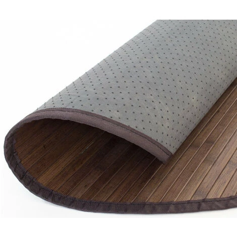 DéCOSHOP26 Tapis En Bambou Rond Brun Foncé Ø 120cm - Noir 3 DéCOSHOP26 Tapis En Bambou Rond Brun Foncé Ø 120cm - Noir – Image 3