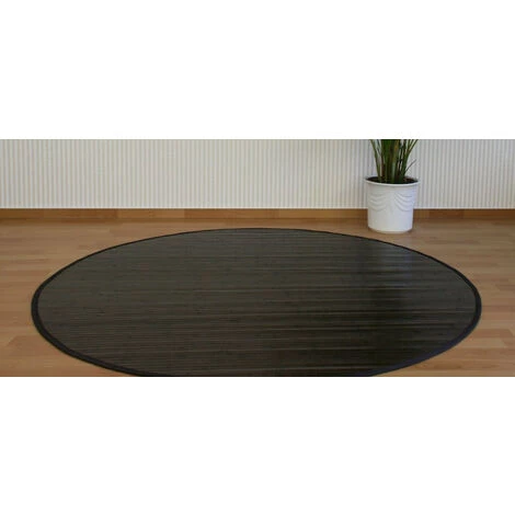 DéCOSHOP26 Tapis En Bambou Rond Brun Foncé Ø 120cm - Noir 5 DéCOSHOP26 Tapis En Bambou Rond Brun Foncé Ø 120cm - Noir – Image 5