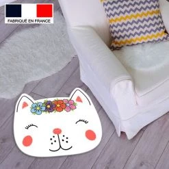 Tapis De Jeu En Vinyle Tarkett 60x66 Pour Chambre D'enfant - Haute Qualité Non Toxique - Motif Tête Chat Couronne