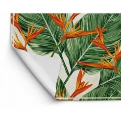 Tapis Décoration Vinyle Tarkett 80x120 Pour Salon Chambre Bureau - Style Tropical Motif Fleurs Vert Et Orange -Tapis et paillasson Soldes 19760962 5