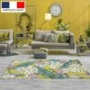 Tapis Décoration Vinyle Tarkett 80x120 Pour Salon Chambre Bureau - Style Tropical Motif Mix Feuilles Jaunes