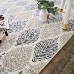 DÉCOWEB Tapis Essenza - Nature Urbaine - Feuilles Gris Et Beige - 60 X 110 Cm -Tapis et paillasson Soldes 19873033 3