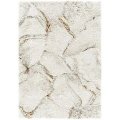 DÉCOWEB Tapis De Salon - Marbré Blanc - Veinage Couleur - 140 X 200 Cm