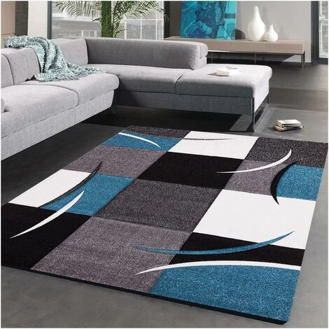 JADOREL Tapis Salon 120x170 Cm Rectangulaire VIRGULADA Bleu Salon Adapté Au Chauffage Par Le Sol - Bleu 1 JADOREL Tapis Salon 120x170 Cm Rectangulaire VIRGULADA Bleu Salon Adapté Au Chauffage Par Le Sol - Bleu