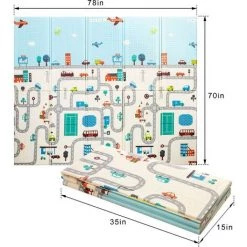 BETTER MAISON Tapis De Jeu Double Face Pour Bébé 200x180x1cm Tapis Bebe Pour Ramper Pliable, Tapis D'éveil De Sol Pour Enfants, Coussin De Pique-nique Et De Jeu En Plain Air #2 - Coloré -Tapis et paillasson Soldes 20099206 3