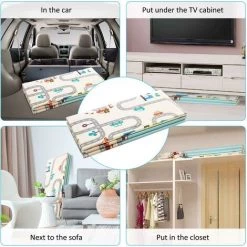 BETTER MAISON Tapis De Jeu Double Face Pour Bébé 200x180x1cm Tapis Bebe Pour Ramper Pliable, Tapis D'éveil De Sol Pour Enfants, Coussin De Pique-nique Et De Jeu En Plain Air #2 - Coloré -Tapis et paillasson Soldes 20099206 4