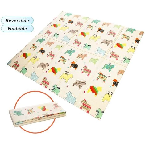 BETTER MAISON Tapis De Jeu Double Face Pour Bébé 200x180x1cm Tapis Bebe Pour Ramper Pliable, Tapis D'éveil De Sol Pour Enfants, Coussin De Pique-nique Et De Jeu En Plain Air #1 - Coloré 1 BETTER MAISON Tapis De Jeu Double Face Pour Bébé 200x180x1cm Tapis Bebe Pour Ramper Pliable, Tapis D'éveil De Sol Pour Enfants, Coussin De Pique-nique Et De Jeu En Plain Air #1 - Coloré