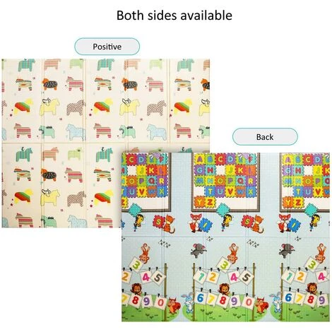 BETTER MAISON Tapis De Jeu Double Face Pour Bébé 200x180x1cm Tapis Bebe Pour Ramper Pliable, Tapis D'éveil De Sol Pour Enfants, Coussin De Pique-nique Et De Jeu En Plain Air #1 - Coloré 2 BETTER MAISON Tapis De Jeu Double Face Pour Bébé 200x180x1cm Tapis Bebe Pour Ramper Pliable, Tapis D'éveil De Sol Pour Enfants, Coussin De Pique-nique Et De Jeu En Plain Air #1 - Coloré – Image 2