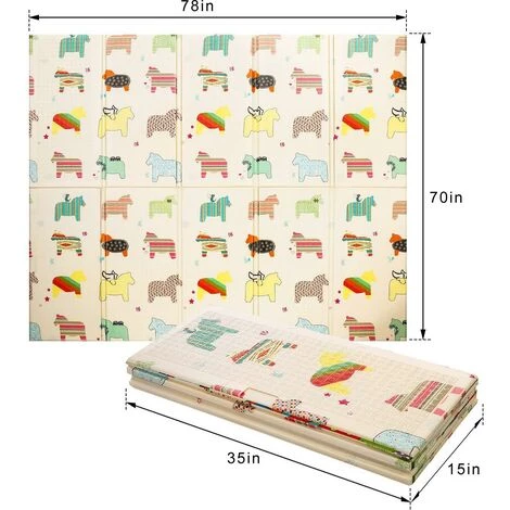 BETTER MAISON Tapis De Jeu Double Face Pour Bébé 200x180x1cm Tapis Bebe Pour Ramper Pliable, Tapis D'éveil De Sol Pour Enfants, Coussin De Pique-nique Et De Jeu En Plain Air #1 - Coloré 5 BETTER MAISON Tapis De Jeu Double Face Pour Bébé 200x180x1cm Tapis Bebe Pour Ramper Pliable, Tapis D'éveil De Sol Pour Enfants, Coussin De Pique-nique Et De Jeu En Plain Air #1 - Coloré – Image 5