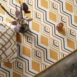 DÉCOWEB Tapis D'extérieur Ou De Salon - Motifs Graphiques - Jaune Safran - 80 X 150 Cm -Tapis et paillasson Soldes 20373836 4