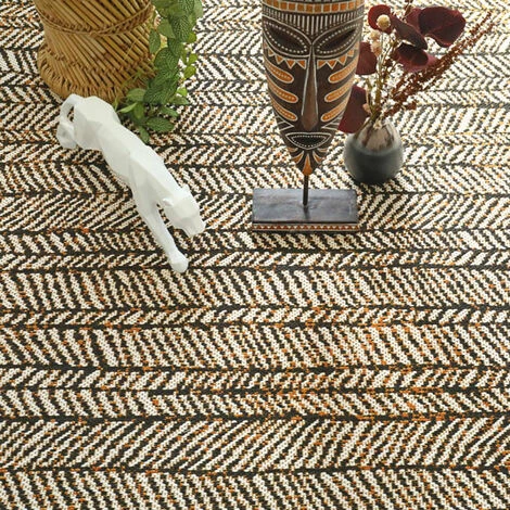 DÉCOWEB Tapis D'extérieur Ou De Salon - Motifs Graphiques - Noir, Crème Et Terracotta - 120 X 170 Cm 4 DÉCOWEB Tapis D'extérieur Ou De Salon - Motifs Graphiques - Noir, Crème Et Terracotta - 120 X 170 Cm – Image 4