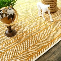 DÉCOWEB Tapis D'extérieur Ou De Salon - Motifs Graphiques - Jaune Et Crème - 200 X 290 Cm -Tapis et paillasson Soldes 20377843 3