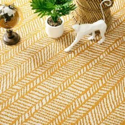 DÉCOWEB Tapis D'extérieur Ou De Salon - Motifs Graphiques - Jaune Et Crème - 200 X 290 Cm -Tapis et paillasson Soldes 20377843 4