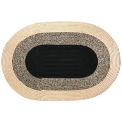 AUBRY GASPARD Tapis Ovale En Jute Naturelle Et Teintée Noir - Noir