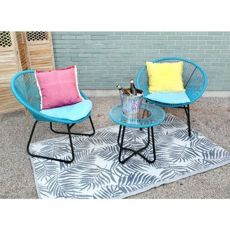 AUBRY GASPARD Tapis D'extérieur 100% Plastique Recyclable Exotique Gris - Gris 2 AUBRY GASPARD Tapis D'extérieur 100% Plastique Recyclable Exotique Gris - Gris – Image 2