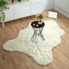 DÉCOWEB Tapis Peau De Bête - Imitation Ours - Blanc Crème - 120 X 160 Cm