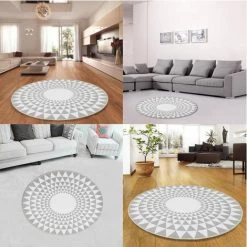 AUGIENB Tapis De Yoga Tapis De Sol Rond à Motifs Géométriques 100cm -Tapis et paillasson Soldes 22852010 4