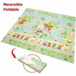 BETTER MAISON Tapis De Jeu Double Face Pour Bébé 200x180x1cm Tapis Bebe Pour Ramper Pliable, Tapis D'éveil De Sol Pour Enfants, Coussin De Pique-nique Et De Jeu En Plain Air #4 - Coloré -Tapis et paillasson Soldes 23477499 3