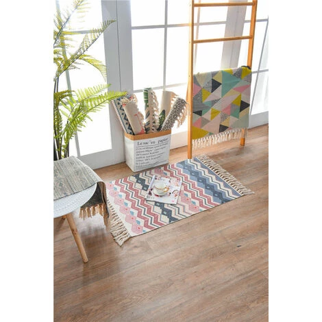 MANTA Tapis De Sol Tapis De Chambre Gland Tapisserie Tapis De Prière Tissé à La Main Bohême 60X90 CM Gland Couleur Vague Style 3 2 MANTA Tapis De Sol Tapis De Chambre Gland Tapisserie Tapis De Prière Tissé à La Main Bohême 60X90 CM Gland Couleur Vague Style 3 – Image 2