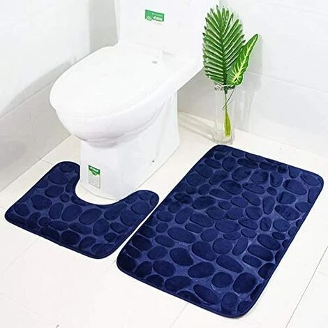 Lot De 2 Tapis De Bain Anti Dérapant Et Le Tapis De Piédestal Pour Salle De Bains Lavable A La Machine (50 * 80+40 * 50cm) - Bleu Marin LangRay - Bleu Marin 2 Lot De 2 Tapis De Bain Anti Dérapant Et Le Tapis De Piédestal Pour Salle De Bains Lavable A La Machine (50 * 80+40 * 50cm) - Bleu Marin LangRay - Bleu Marin – Image 2