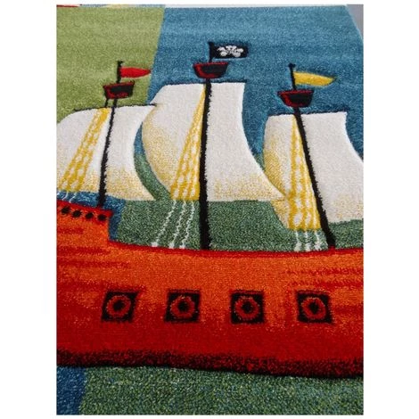 UNAMOURDETAPIS Tapis Enfant 160x160 Carre Cm Carré PIRATE Bleu Chambre Adapté Au Chauffage Par Le Sol - Bleu 5 UNAMOURDETAPIS Tapis Enfant 160x160 Carre Cm Carré PIRATE Bleu Chambre Adapté Au Chauffage Par Le Sol - Bleu – Image 5