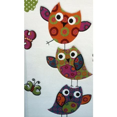 UNAMOURDETAPIS Tapis Enfant 100x100 Carre Cm Carré KIDS CHOUETTE Beige Chambre Adapté Au Chauffage Par Le Sol - Beige 3 UNAMOURDETAPIS Tapis Enfant 100x100 Carre Cm Carré KIDS CHOUETTE Beige Chambre Adapté Au Chauffage Par Le Sol - Beige – Image 3