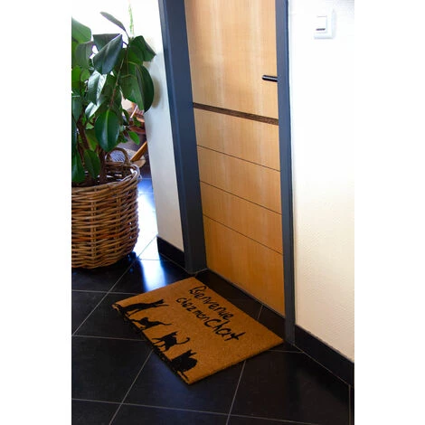 AUBRY GASPARD Paillasson En Fibres De Coco Bienvenue Chez Mon Chat Marron - Marron 2 AUBRY GASPARD Paillasson En Fibres De Coco Bienvenue Chez Mon Chat Marron - Marron – Image 2