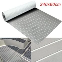 DRILLPRO 600x2400x6.5mm EVA Mousse Teck Bateau Pont Yacht Décor Tapis Antidérapant Feuille Gris-Blanc