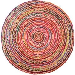 AUBRY GASPARD Tapis Rond Coloré En Jute Et En Coton India Ø 120 Multicolore - Multicolore