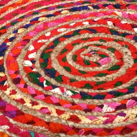 AUBRY GASPARD Tapis Rond Coloré En Jute Et En Coton India Ø 120 Multicolore - Multicolore 3 AUBRY GASPARD Tapis Rond Coloré En Jute Et En Coton India Ø 120 Multicolore - Multicolore – Image 3